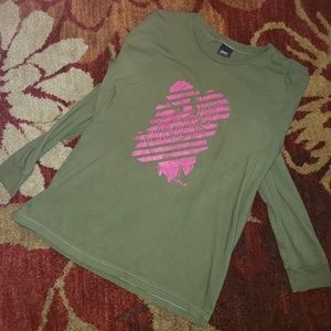 Obey army green long sleeve top